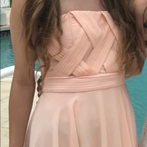 Light pink strapless short dress